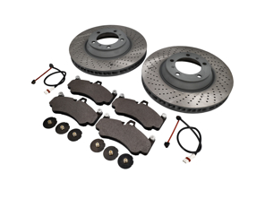FRONT Brake Pads and Brake Disc Package. Porsche 996 GT3 OE - 99735194802, 99635140991, 99635141091, 99635108901, 99761267791