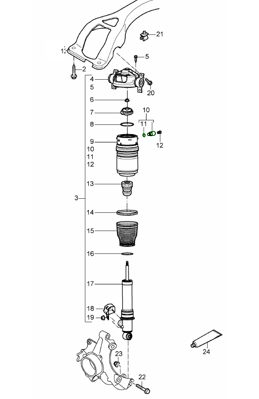 Porsche 955 Cayenne Rear air suspension pressure holding valve