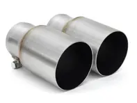 Exhaust Single-Wall Tips Brushed Stainless Steel. Porsche 981 Cayman GT4 / 981 Boxster Spyder - 98111136160, 98111136161