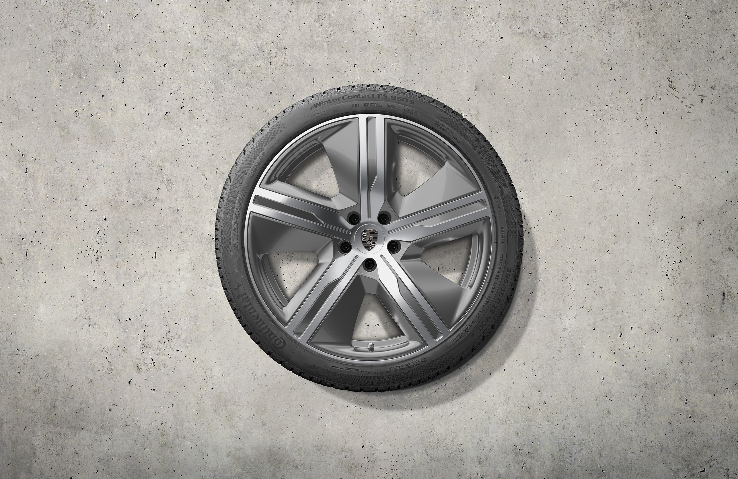 22' Macan exclusive design winter wheel-and-tyre set, platinum silver. Porsche Macan-e - 95C044600M