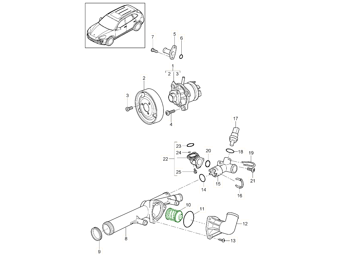 Porsche 958 Cayenne Water thermostat 95810612602 - 95810612602 | Design 911