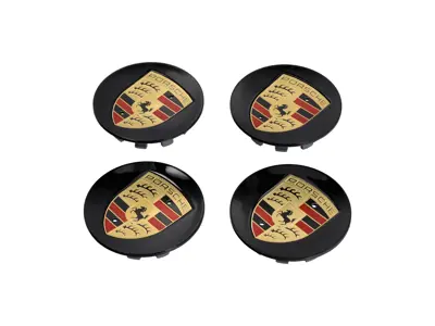 Wheel Caps with Coloured Crest for Porsche 718 Boxster / Cayman (Set of 4) - 00004460536, 00004460726