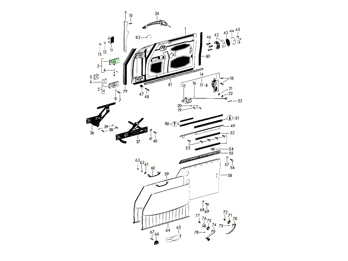 Porsche 356 Door hinge 64453103105 64453103205 64453103105/1 Design 911