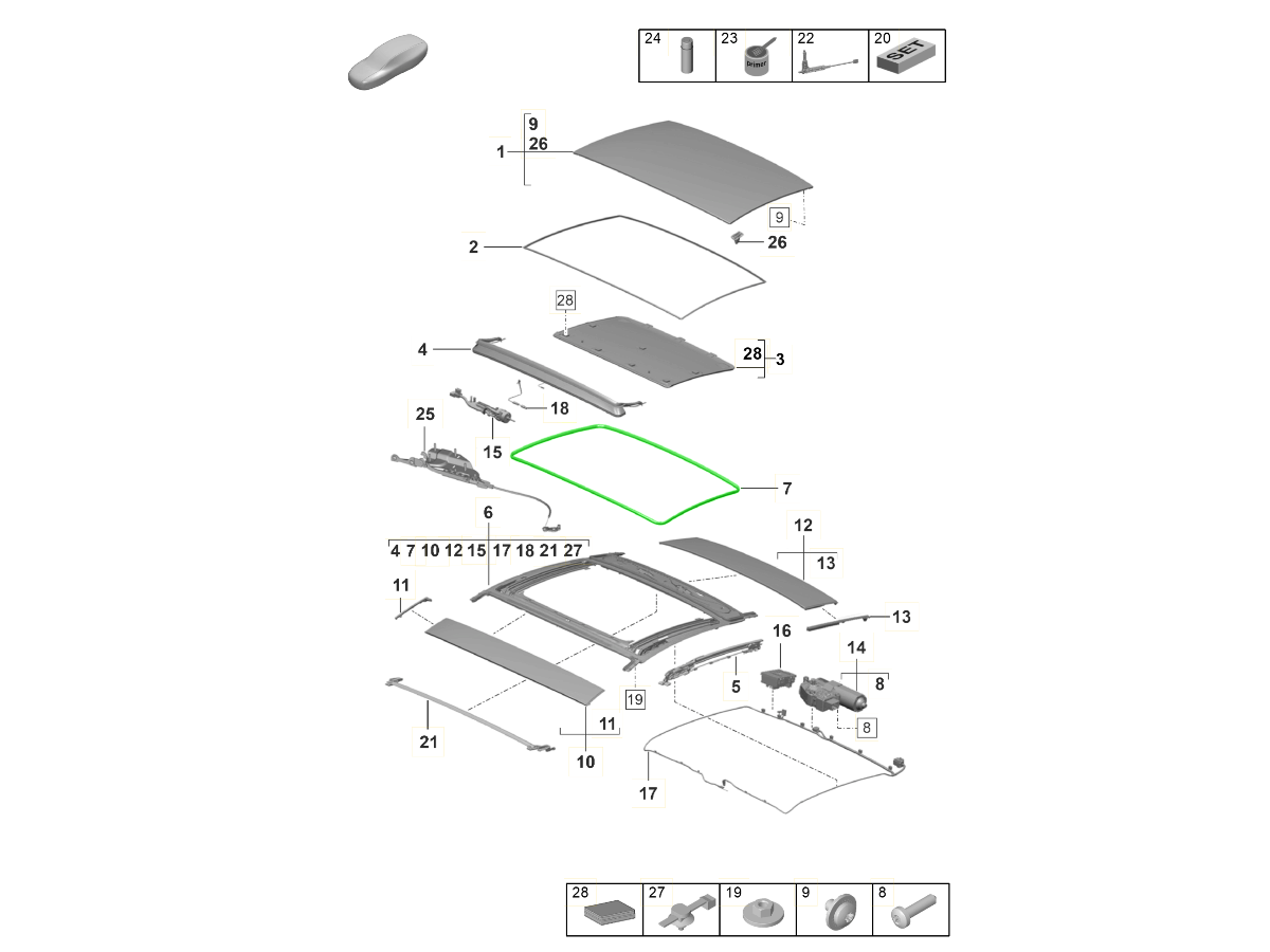 Buy Porsche 991 (911) MK1 20122016 Sunroof Seals Design 911