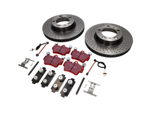 Brake Disc Package with Sport EBC Brake Pads Porsche 997 C2 3.6L - DP32029C, 99635140X01BRE, 95535296000, 99635108802, 99761267701, 99735193903, 99735193905, 99735193907, 99735193908, 1663100877, 1663100887, 99635140500, 99635140501, 99635140502, 99635140600, 99635140601, 99635140602, 09C88011, 1163750210, 99761267700, 99661234700, 99761267790, 99761267791, 99761234700