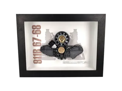 Engine 911 R model cutaway Porsche Art - Box framed 1:4 scale