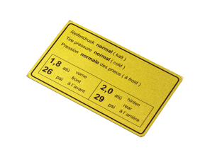 Sticker Tyre Pressure Normal. Porsche 911 65-72 / 914 - 90100650500