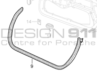 Door seal. Porsche 986 Boxster Cabrio - 98653707502, 98653707602, 98653790100, 98653790200