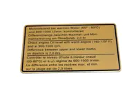 Sticker, engine oil level. Porsche 911 1973 - 91100650400 - 91100650400