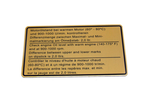 Sticker, engine oil level. Porsche 911 1973 - 91100650400 - 91100650400