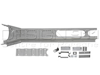 Shifter tunnel. Porsche 356 A cars (1958-59) - 64449005, 64449004, PP127B, P127B, PP127T2, PP127T1