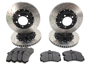 PFC Two-Piece SLOTTED Brake Discs and Brake pads PACKAGE for Porsche 997 GT3 - 38007063, 38007064, 38007563, 38007564, 1773.11.17.44, 7727.11.18.44