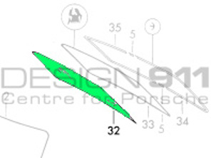 Rear window glass, Green Tint, Heatable. Porsche 911/912 65-86 COUPE - 91154510700, 91154510707
