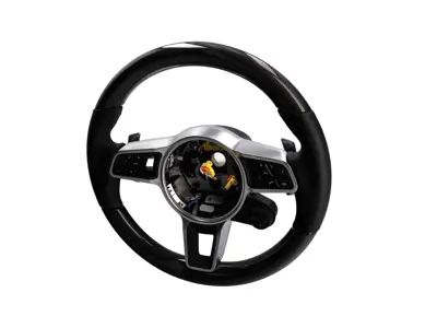 Multi-function sports steering in carbon. Porsche 971 Panamera Hybrid 2017>> - 971044405, 971044405A34, 971044405OE5, 9710444059J9, 971044405OK6, 9710444058U7