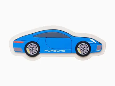 Wooden Plug Puzzle - Blue Porsche 911