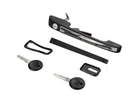 Door handle. Porsche 924S / 944 includes keys, black and chrome insert - 94453890500, 94453890600, 477837037H, 477837038H, 94453890503, 94453890603