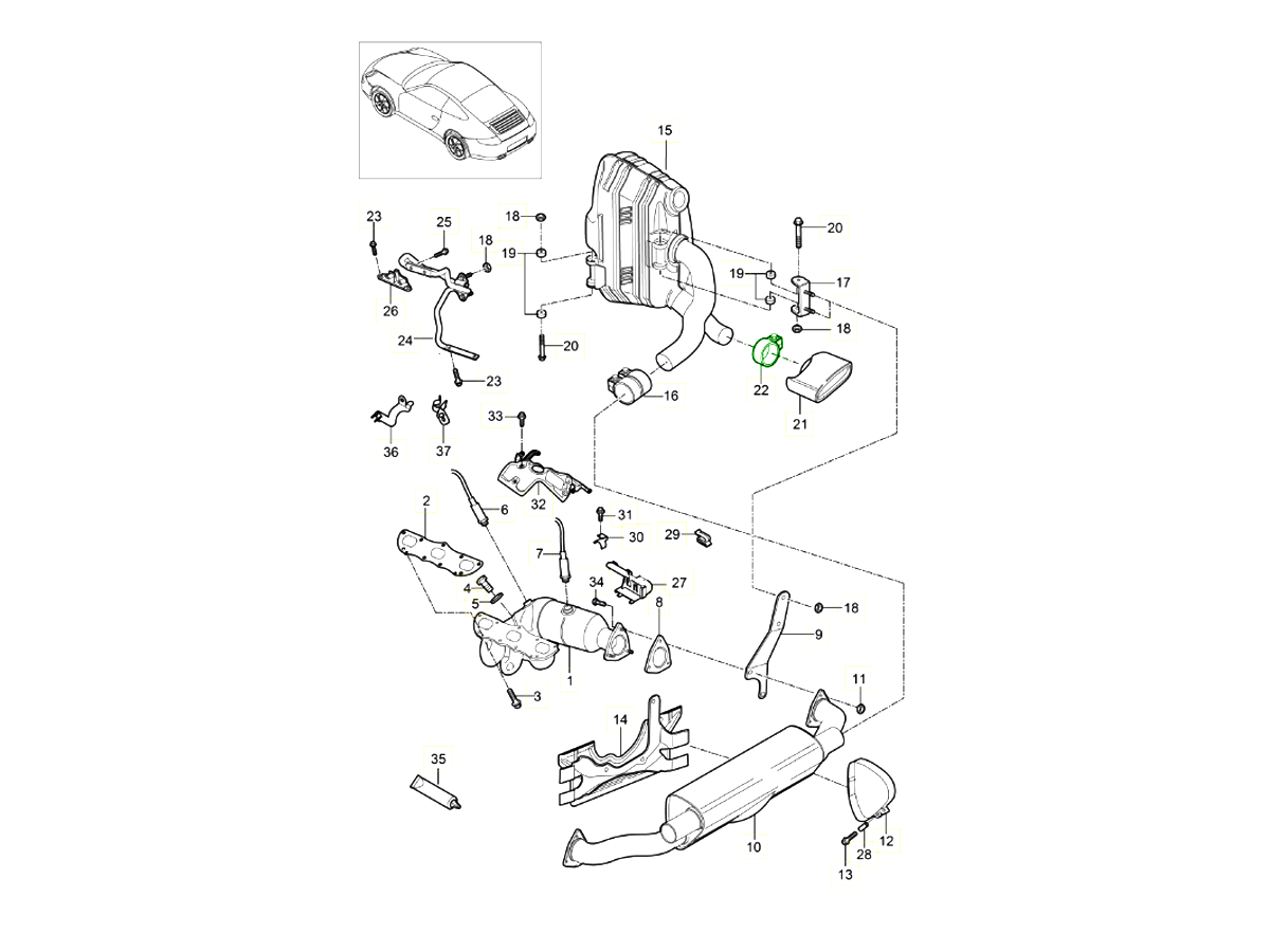 Exhaust tail pipe clamp Porsche 997.2 / 991.1 / 991.2 99711124030