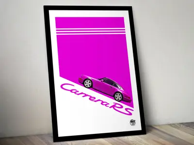Porsche 911 964 Carrera RS poster in Black frame