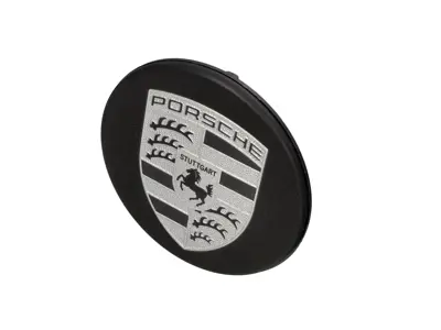 Centre wheel lock cap badge, in Matt black. Porsche 991 R / GT3 - 99136120730, 9P1601349COK1
