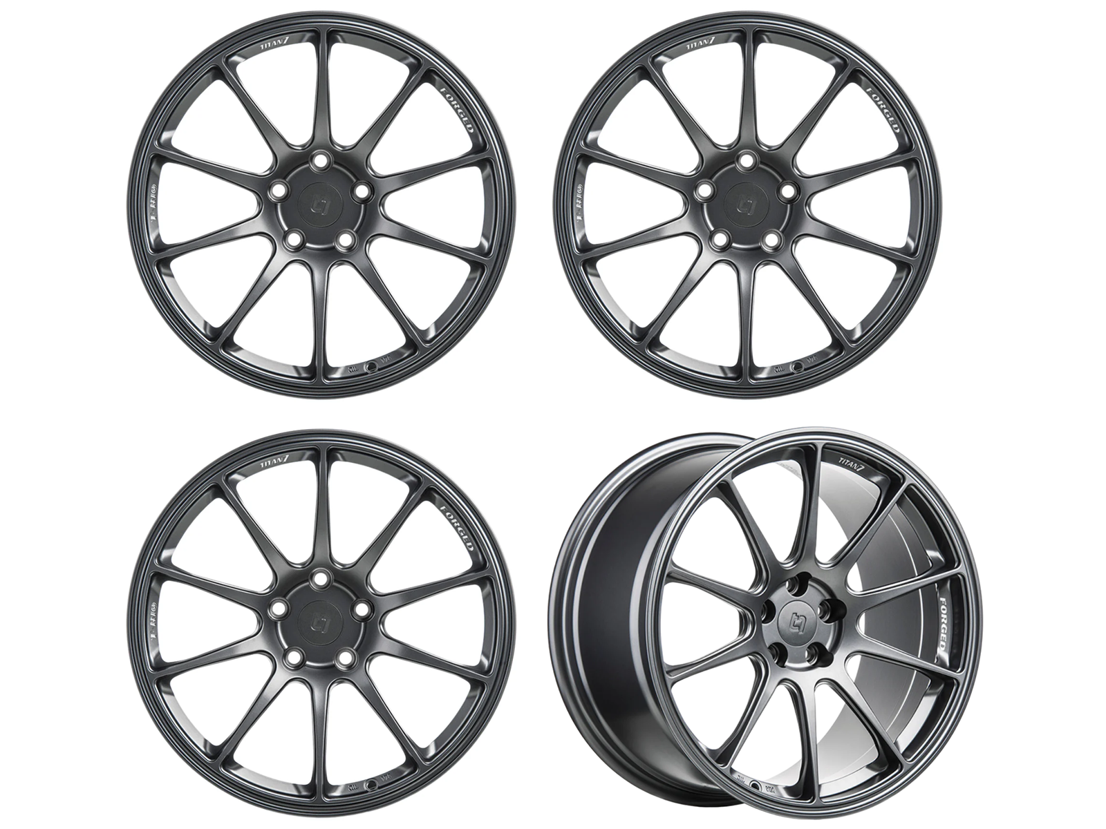 Titan 7 Forged T-R10 10 Spoke Alloy Wheel Set Satin Titanium 21