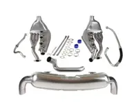 Sports exhaust set with two 84mm tailpipes stainless steel. Porsche 911 3.2 Carrera 1984-89 - 93011104300, 93021102901, 93021133500 - 1620803010