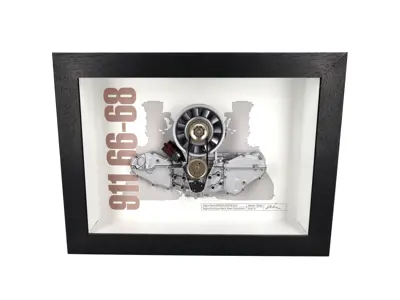 Engine 911 SWB model cutaway Porsche Art - Box framed 1:4 scale