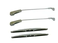 Wiper arm and blade set Pickle fork style. Porsche 356A Coupe / Cabriolet / Convertible D - 64462830114, 64462830110, 64462831105 - 356WSN003, 356WSN001
