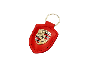 Crested Leather Keyring in Lava Orange – 'Driven by Dreams' | 75 Years of Porsche