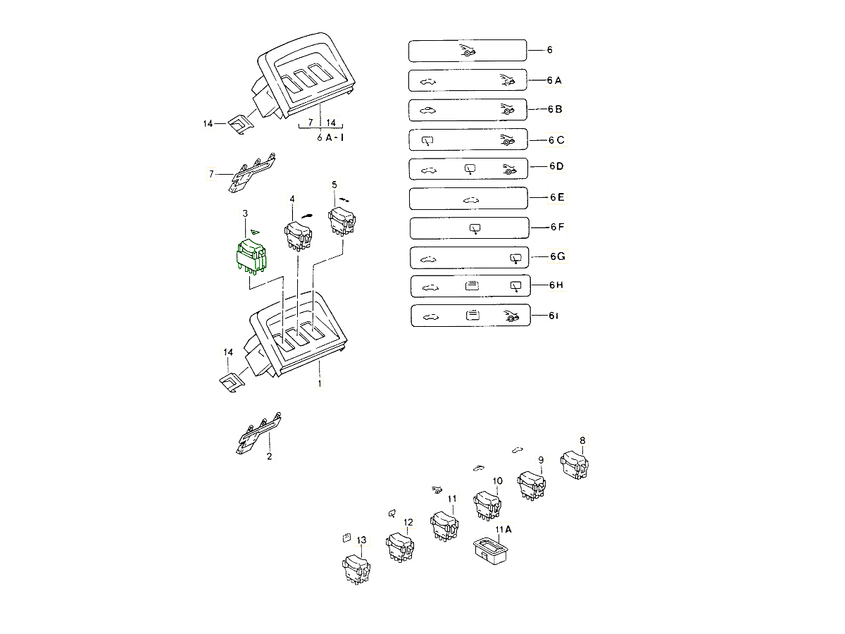 Porsche 964 993 968 Hazard warning light switch 94461323501N05