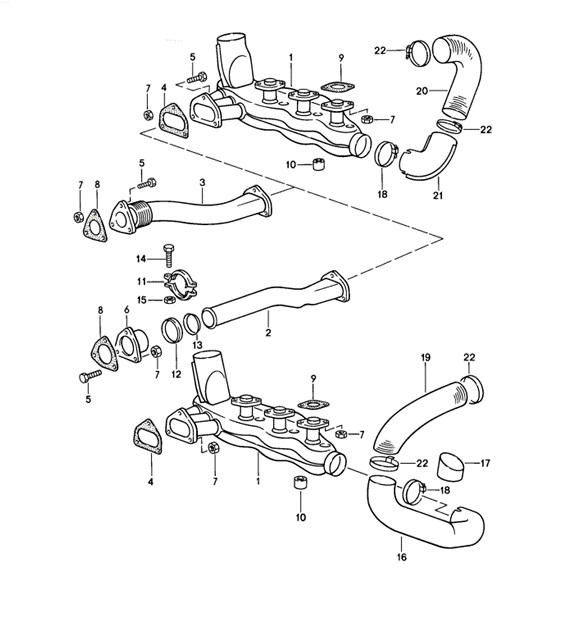Exhaust gasket cross over pipe to Presilencer. Porsche 911 / 964 turbo