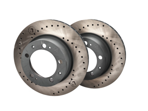 Brake Disc Rotor Front, Crossdrilled (PAIR). Porsche 964 C2 / C4 - 96435104102, 96435104106 - 964 351 041 06 rd