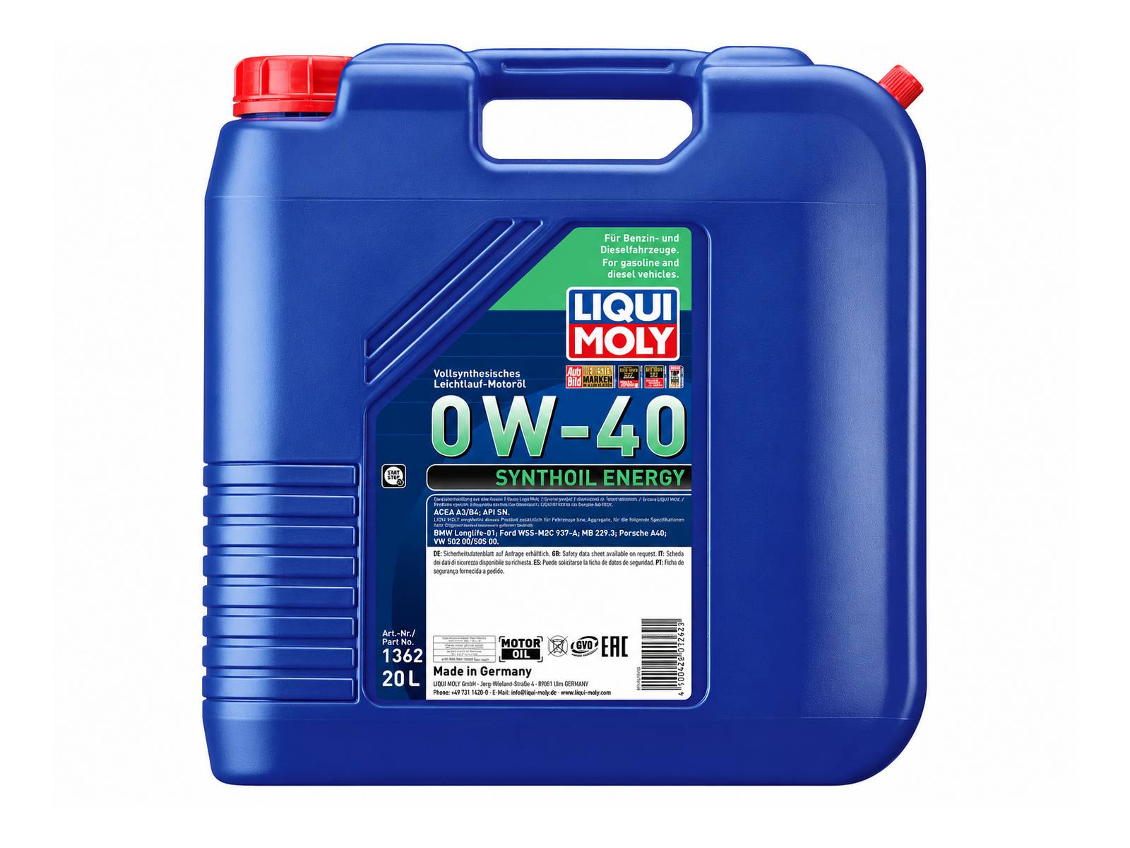 LIQUI MOLY Synthoil Energy 0W-40 Fully Synthetic Engine Oil - 1Ltr / 5Ltr - 1362