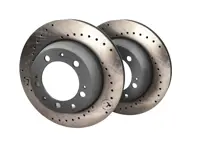 Brake Disc Rotor Rear, Crossdrilled (PAIR). Porsche 944 Turbo / 928S4 / 928GTS - 95135204101, 95135204103 - 951 352 041 03 rd