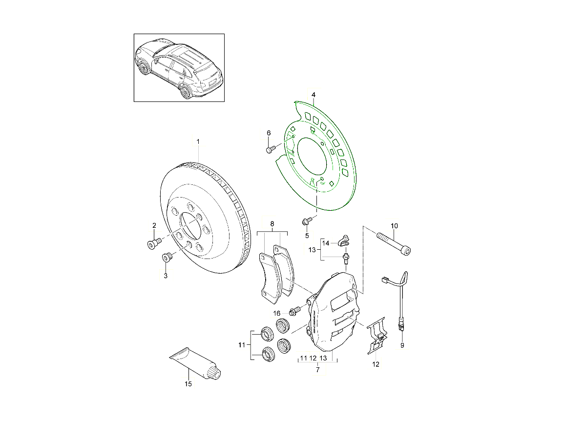 Porsche 958 Cayenne Brake disc cover plate 95835280102 95835280202
