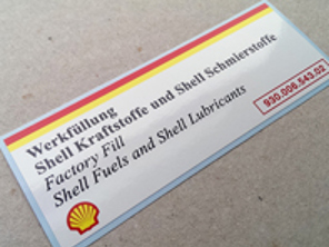 Shell air cleaner decal. Porsche 993 (1994 - 1998) / 928 (1994 – 1995) - 93000654302