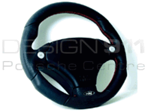 Steering Wheel Daytona - Black Leather / Red Cross Stitching - RAID