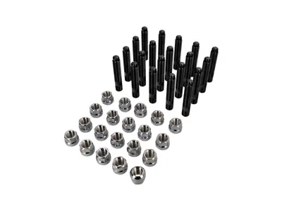 Titanium wheel bolt replacement (+15mm longer) stud set with chrome capless nut for modern Porsche - 99636120300, 99636120301, 99636120302, 99736120301, 99736120302, WHT006978, 99636120390, 99636198000, 99736198007, WHT004676A, HUBSTUDKIT65B, HUBSTUDKIT65C, HUBSTUDKIT, N0201121/1, N0201121/2, N0201121/3, LS06, LS07