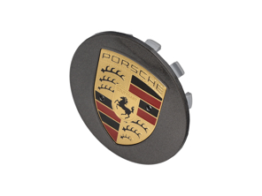 Wheel cap Titanium with full-colour Porsche Crest - 9P101149AOC6, 9P101149A, 9P1601149AOC6