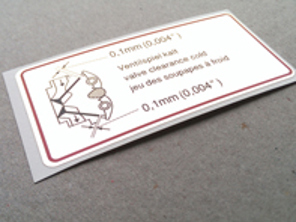 Valve Clearance Decal, RED BORDER. Porsche 911 / 914 / 964 - 90100650300