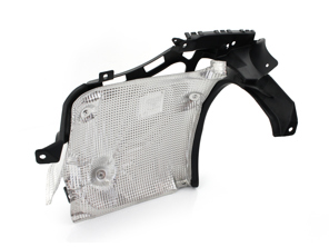 Rear bumper side support with heatshield. Porsche 997.1 C2 / C2S - 99750563200, 99750563204, 99750563208, 99750563104, 99750563108