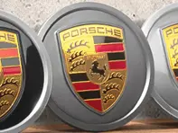 Wheel caps in Platinum (satin-gloss) with coloured Porsche Crest for Porsche Taycan / Panamera - 9J1073000C
