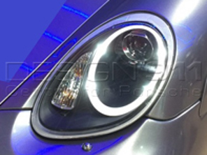 HEADLAMP PROJECTOR HALOGEN + AURORA LIGHT Porsche 987 05-08 BLACK LENS RHD - 99763115713, 99763115813