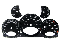 Instrument face set, Black. Porsche 997.2 PDK - KPH - 330 MPH - 9764121002PDK - F97 641 210 02TIP, F9764121002TIP