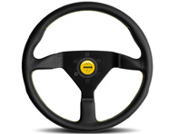 Steering wheel MONTECARLO, with Yellow stitching and horn button - Momo - M11111785BKYER