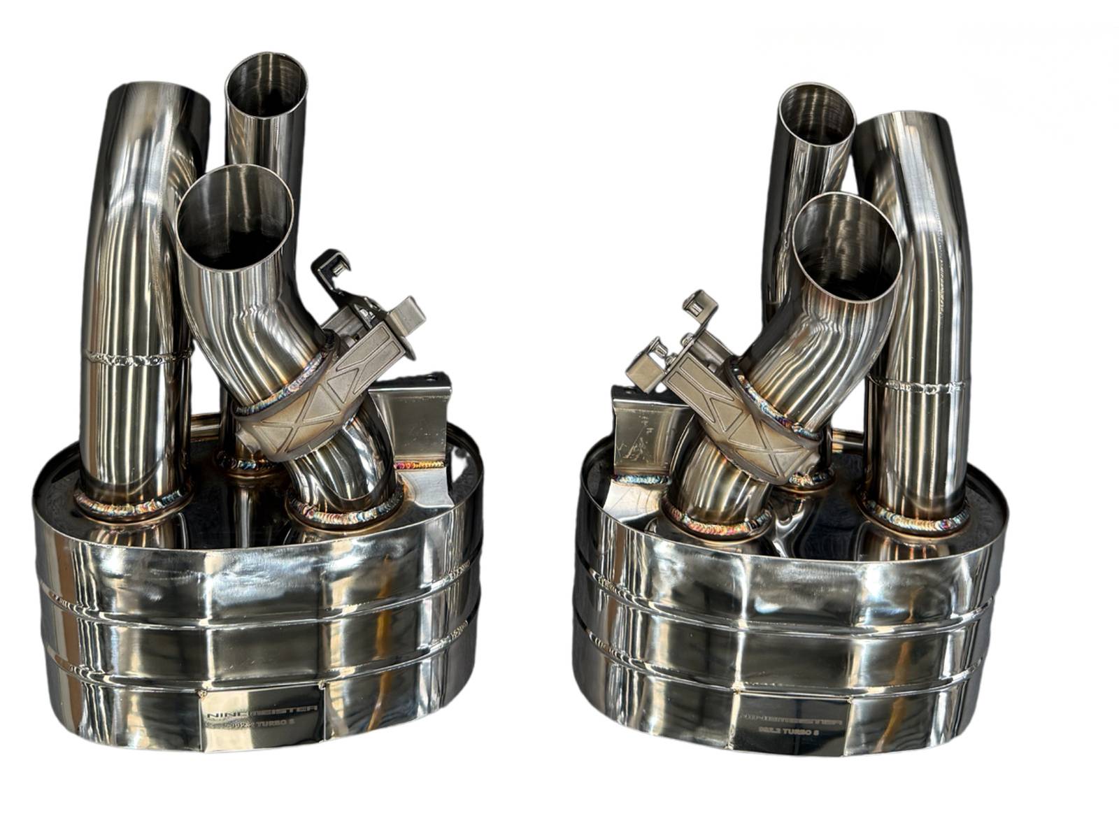 Valved Sports Exhaust Rear Silencers Stainless Steel. Porsche 992.2 Turbo S - 992251077J, 992251078M - 9M992251077