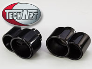 Techart Exhaust Tail Pipes, BLACK CHROMED. Porsche 996 Turbo - 096310850009