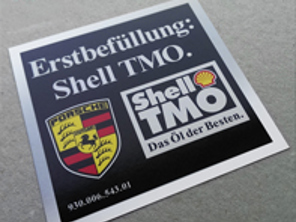 Shell air cleaner decal, SILVER BORDER. Porsche 964 (1990 – 1994) - 93000654301