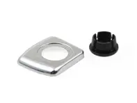Chrome end cap trim door release button, Right side. Porsche 911 1965-68 - 90155549550, 90155549650 - TRP11.6.100, TRP11.6.101