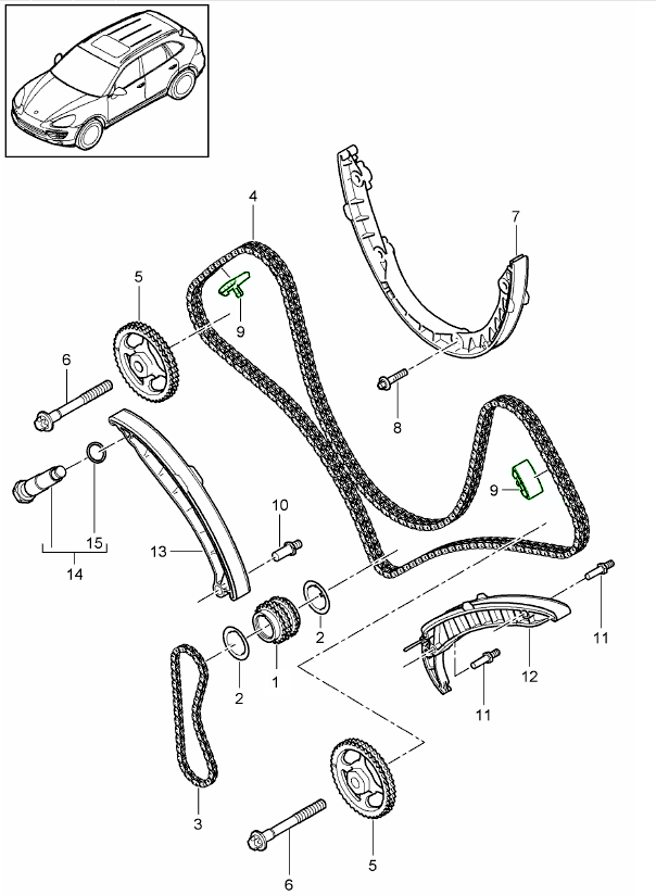 Porsche Cayenne Macan Panamera Timing chain guide rail 94810516612