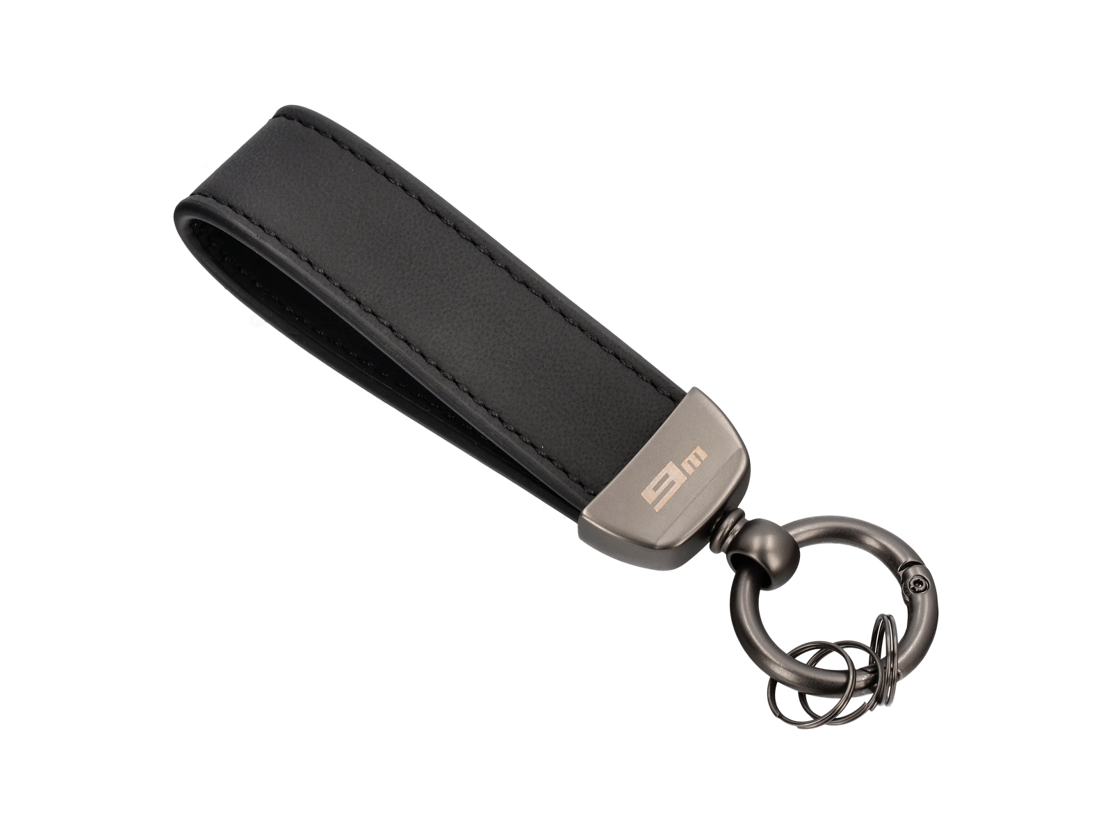 Porsche Genuine Leather Crest Key Ring Fob – Black Metal & Leather, WAP0500950E, 3-inch